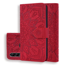 Load image into Gallery viewer, Calf Pattern Mandala Double Folding Design Embossed Leather Case with Wallet &amp; Holder &amp; Card Slots