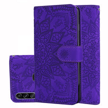 Load image into Gallery viewer, Calf Pattern Mandala Double Folding Design Embossed Leather Case with Wallet &amp; Holder &amp; Card Slots