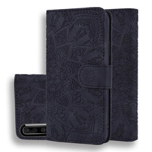 Load image into Gallery viewer, Calf Pattern Mandala Double Folding Design Embossed Leather Case with Wallet &amp; Holder &amp; Card Slots