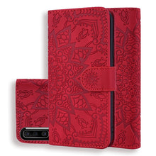 Load image into Gallery viewer, Calf Pattern Mandala Double Folding Design Embossed Leather Case with Wallet &amp; Holder &amp; Card Slots