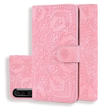 Load image into Gallery viewer, Calf Pattern Mandala Double Folding Design Embossed Leather Case with Wallet &amp; Holder &amp; Card Slots