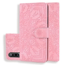 Load image into Gallery viewer, Calf Pattern Mandala Double Folding Design Embossed Leather Case with Wallet &amp; Holder &amp; Card Slots