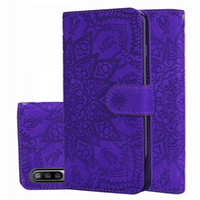 Load image into Gallery viewer, Calf Pattern Mandala Double Folding Design Embossed Leather Case with Wallet &amp; Holder &amp; Card Slots