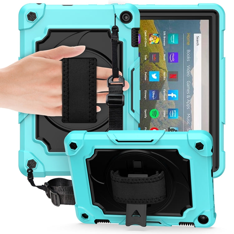 360 Degree Rotation Turntable Contrast Color Robot Shockproof Silicone + PC Protective Case with Holder, For Amazon Kindle Fire HD 8 2020, For Samsung Tab A 8.0 (2019)/T290, For Samsung Galaxy Tab A7 10.4 (2020)/T500                                    ...