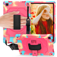 Load image into Gallery viewer, 360 Degree Rotation Turntable Contrast Color Robot Shockproof Silicone + PC Protective Case with Holder, For Amazon Kindle Fire HD 8 2020, For Samsung Tab A 8.0 (2019)/T290, For Samsung Galaxy Tab A7 10.4 (2020)/T500                                    ...