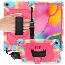 Load image into Gallery viewer, 360 Degree Rotation Turntable Contrast Color Robot Shockproof Silicone + PC Protective Case with Holder, For Amazon Kindle Fire HD 8 2020, For Samsung Tab A 8.0 (2019)/T290, For Samsung Galaxy Tab A7 10.4 (2020)/T500                                    ...
