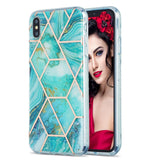 3D Electroplating Marble Pattern TPU Protective Case, For iPhone XS Max
