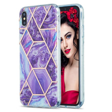 Load image into Gallery viewer, 3D Electroplating Marble Pattern TPU Protective Case, For iPhone XS Max