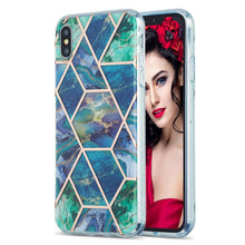 Load image into Gallery viewer, 3D Electroplating Marble Pattern TPU Protective Case, For iPhone XS Max