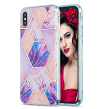 Load image into Gallery viewer, 3D Electroplating Marble Pattern TPU Protective Case, For iPhone XS Max