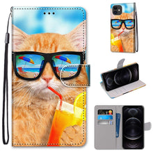 Load image into Gallery viewer, Coloured Drawing Cross Texture Horizontal Flip PU Leather Case with Holder &amp; Card Slots &amp; Wallet &amp; Lanyard, For iPhone 12 mini, For iPhone 12 / 12 Pro