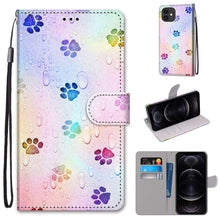 Load image into Gallery viewer, Coloured Drawing Cross Texture Horizontal Flip PU Leather Case with Holder &amp; Card Slots &amp; Wallet &amp; Lanyard, For iPhone 12 mini, For iPhone 12 / 12 Pro