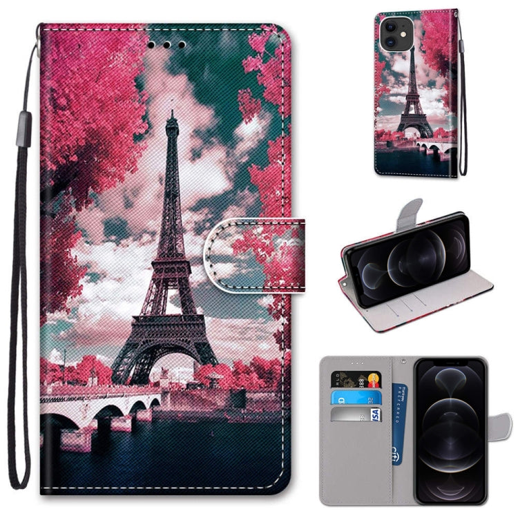 Coloured Drawing Cross Texture Horizontal Flip PU Leather Case with Holder & Card Slots & Wallet & Lanyard, For iPhone 12 mini, For iPhone 12 / 12 Pro