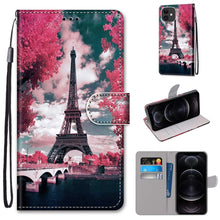 Load image into Gallery viewer, Coloured Drawing Cross Texture Horizontal Flip PU Leather Case with Holder &amp; Card Slots &amp; Wallet &amp; Lanyard, For iPhone 12 mini, For iPhone 12 / 12 Pro