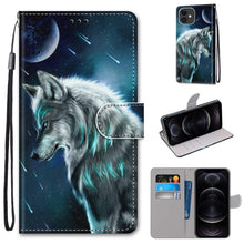 Load image into Gallery viewer, Coloured Drawing Cross Texture Horizontal Flip PU Leather Case with Holder &amp; Card Slots &amp; Wallet &amp; Lanyard, For iPhone 12 mini, For iPhone 12 / 12 Pro