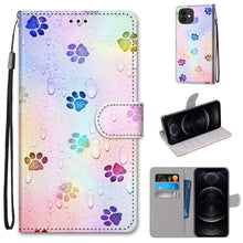 Load image into Gallery viewer, Coloured Drawing Cross Texture Horizontal Flip PU Leather Case with Holder &amp; Card Slots &amp; Wallet &amp; Lanyard, For iPhone 12 mini, For iPhone 12 / 12 Pro