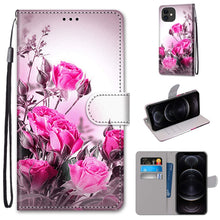 Load image into Gallery viewer, Coloured Drawing Cross Texture Horizontal Flip PU Leather Case with Holder &amp; Card Slots &amp; Wallet &amp; Lanyard, For iPhone 12 mini, For iPhone 12 / 12 Pro