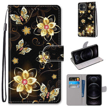 Load image into Gallery viewer, Coloured Drawing Cross Texture Horizontal Flip PU Leather Case with Holder &amp; Card Slots &amp; Wallet &amp; Lanyard, For iPhone 12 mini, For iPhone 12 / 12 Pro