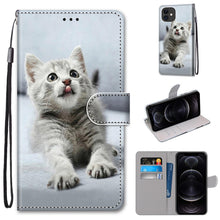 Load image into Gallery viewer, Coloured Drawing Cross Texture Horizontal Flip PU Leather Case with Holder &amp; Card Slots &amp; Wallet &amp; Lanyard, For iPhone 12 mini, For iPhone 12 / 12 Pro