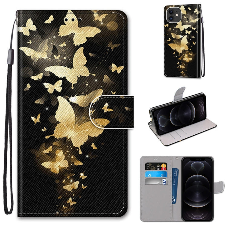 Coloured Drawing Cross Texture Horizontal Flip PU Leather Case with Holder & Card Slots & Wallet & Lanyard, For iPhone 12 mini, For iPhone 12 / 12 Pro