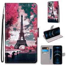 Load image into Gallery viewer, Coloured Drawing Cross Texture Horizontal Flip PU Leather Case with Holder &amp; Card Slots &amp; Wallet &amp; Lanyard, For iPhone 12 Pro Max