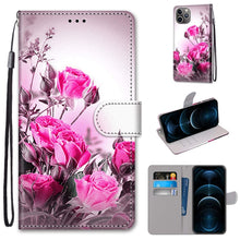 Load image into Gallery viewer, Coloured Drawing Cross Texture Horizontal Flip PU Leather Case with Holder &amp; Card Slots &amp; Wallet &amp; Lanyard, For iPhone 12 Pro Max