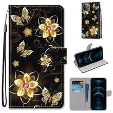 Load image into Gallery viewer, Coloured Drawing Cross Texture Horizontal Flip PU Leather Case with Holder &amp; Card Slots &amp; Wallet &amp; Lanyard, For iPhone 12 Pro Max