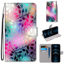 Load image into Gallery viewer, Coloured Drawing Cross Texture Horizontal Flip PU Leather Case with Holder &amp; Card Slots &amp; Wallet &amp; Lanyard, For iPhone 12 Pro Max