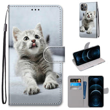 Load image into Gallery viewer, Coloured Drawing Cross Texture Horizontal Flip PU Leather Case with Holder &amp; Card Slots &amp; Wallet &amp; Lanyard, For iPhone 12 Pro Max
