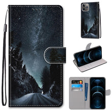 Load image into Gallery viewer, Coloured Drawing Cross Texture Horizontal Flip PU Leather Case with Holder &amp; Card Slots &amp; Wallet &amp; Lanyard, For iPhone 12 Pro Max