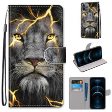 Load image into Gallery viewer, Coloured Drawing Cross Texture Horizontal Flip PU Leather Case with Holder &amp; Card Slots &amp; Wallet &amp; Lanyard, For iPhone 12 Pro Max