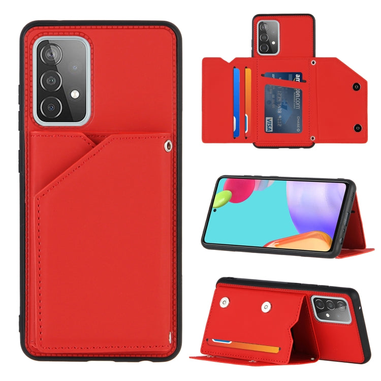 Skin Feel PU + TPU + PC Back Cover Shockproof Case with Card Slots & Holder & Photo Frame, For OPPO A7 / A5s / A12, For Samsung Galaxy A12, For Samsung Galaxy A52 5G / 4G, For Samsung Galaxy A72 5G / 4G, For Samsung Galaxy S21 5G                       ...