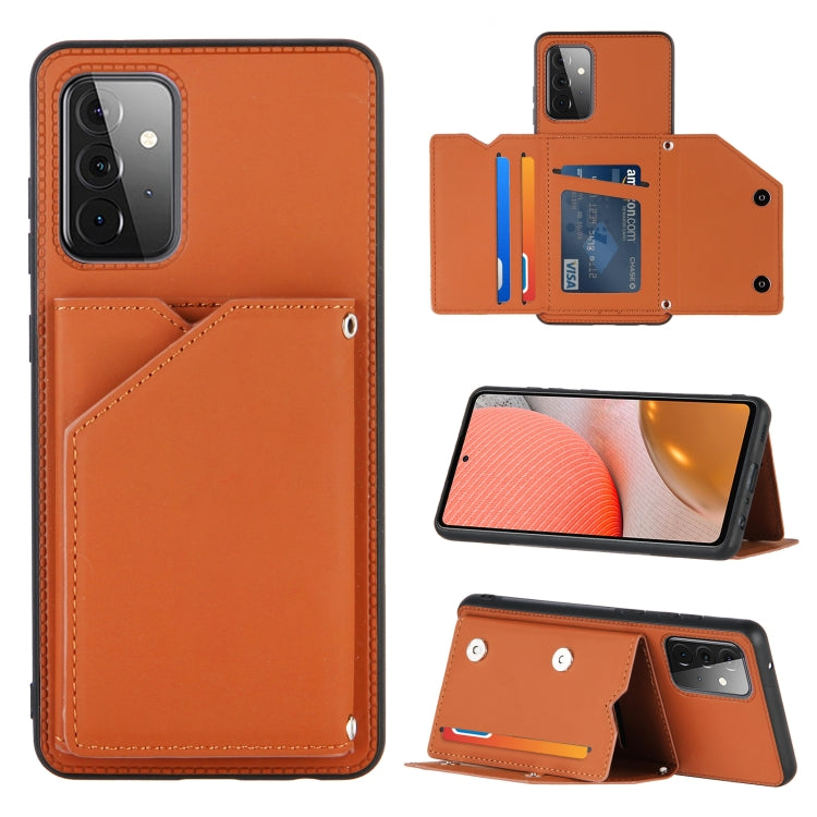 Skin Feel PU + TPU + PC Back Cover Shockproof Case with Card Slots & Holder & Photo Frame, For OPPO A7 / A5s / A12, For Samsung Galaxy A12, For Samsung Galaxy A52 5G / 4G, For Samsung Galaxy A72 5G / 4G, For Samsung Galaxy S21 5G                       ...