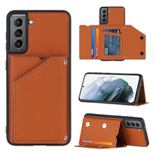 Load image into Gallery viewer, Skin Feel PU + TPU + PC Back Cover Shockproof Case with Card Slots &amp; Holder &amp; Photo Frame, For OPPO A7 / A5s / A12, For Samsung Galaxy A12, For Samsung Galaxy A52 5G / 4G, For Samsung Galaxy A72 5G / 4G, For Samsung Galaxy S21 5G                       ...