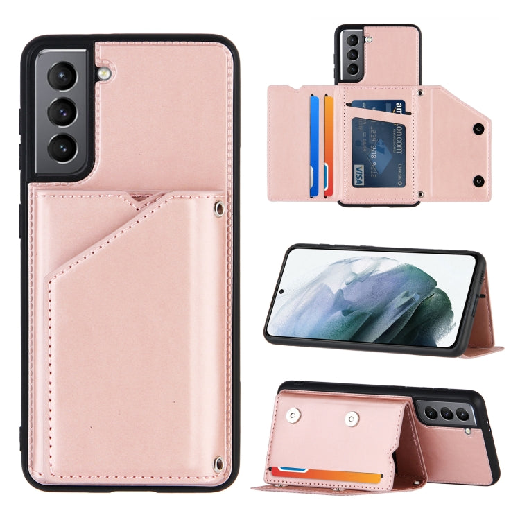 Skin Feel PU + TPU + PC Back Cover Shockproof Case with Card Slots & Holder & Photo Frame, For OPPO A7 / A5s / A12, For Samsung Galaxy A12, For Samsung Galaxy A52 5G / 4G, For Samsung Galaxy A72 5G / 4G, For Samsung Galaxy S21 5G                       ...