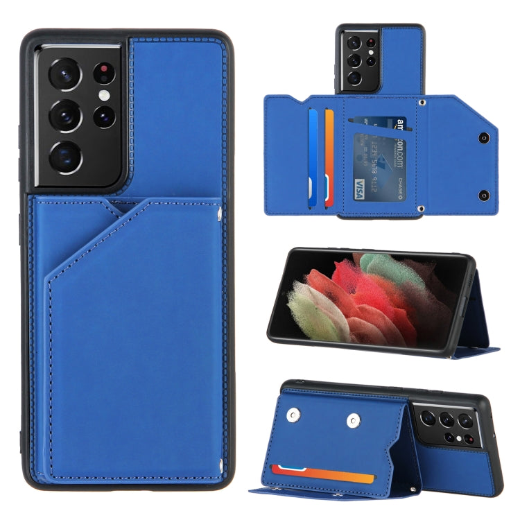 Skin Feel PU + TPU + PC Back Cover Shockproof Case with Card Slots & Holder & Photo Frame, For OPPO A7 / A5s / A12, For Samsung Galaxy A12, For Samsung Galaxy A52 5G / 4G, For Samsung Galaxy A72 5G / 4G, For Samsung Galaxy S21 5G                       ...