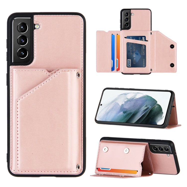Skin Feel PU + TPU + PC Back Cover Shockproof Case with Card Slots & Holder & Photo Frame, For OPPO A7 / A5s / A12, For Samsung Galaxy A12, For Samsung Galaxy A52 5G / 4G, For Samsung Galaxy A72 5G / 4G, For Samsung Galaxy S21 5G                       ...