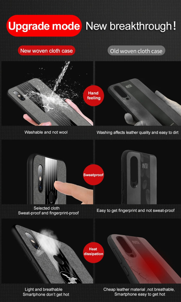 XINLI Stitching Cloth Textue Shockproof TPU Protective Case with Ring Holder, For Xiaomi Mi 6X / A2, For Xiaomi Mi 9 SE, For Xiaomi Mi CC9, For Xiaomi Mi CC9e, For Xiaomi Mi 8 Lite