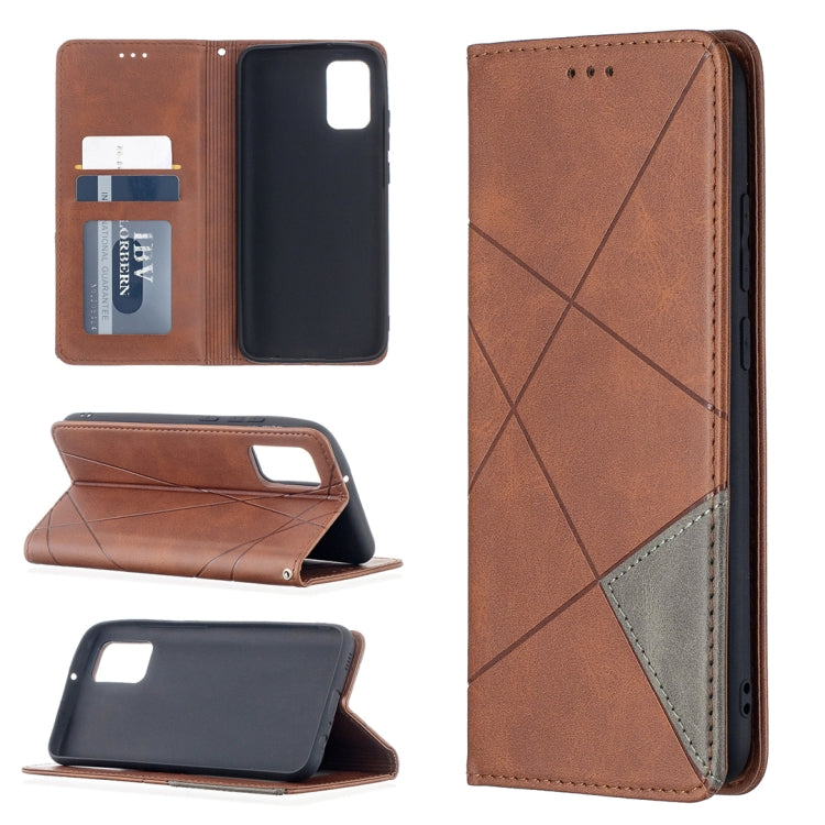Rhombus Texture Horizontal Flip Magnetic Leather Case with Holder & Card Slots & Wallet, For Samsung Galaxy A02s (EU Version)