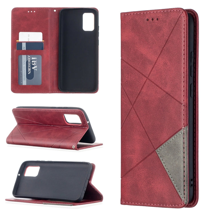 Rhombus Texture Horizontal Flip Magnetic Leather Case with Holder & Card Slots & Wallet, For Samsung Galaxy A02s (EU Version)