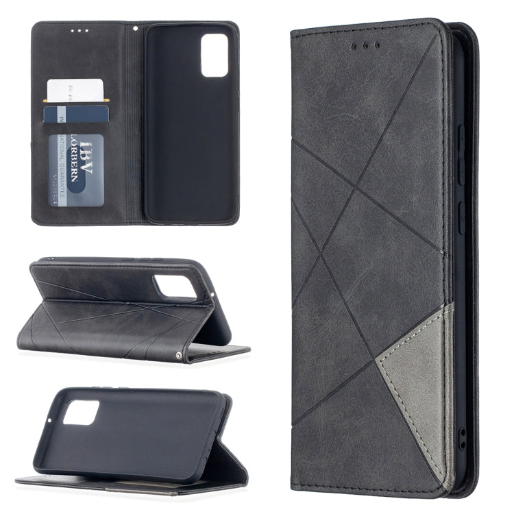 Rhombus Texture Horizontal Flip Magnetic Leather Case with Holder & Card Slots & Wallet, For Samsung Galaxy A02s (EU Version)