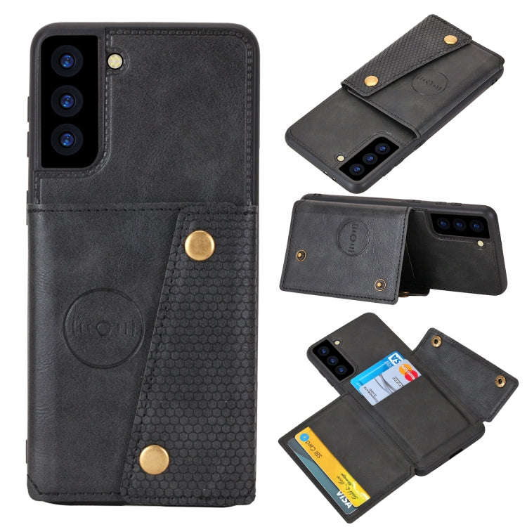 Double Buckle PU + TPU Shockproof Magnetic Protective Case with Card Slot & Holder, For Samsung Galaxy S21 5G, For Samsung Galaxy S21+ 5G, For Samsung Galaxy S21 Ultra 5G