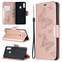 Load image into Gallery viewer, Two Butterflies Embossing Pattern Horizontal Flip Leather Case with Holder &amp; Card Slot &amp; Wallet &amp; Lanyard