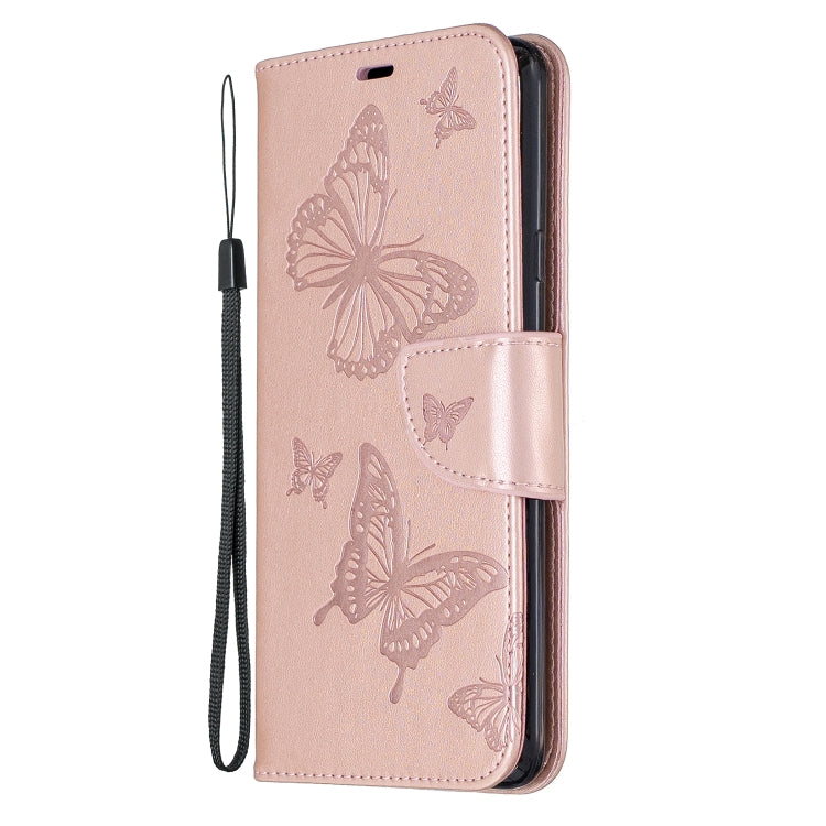 Two Butterflies Embossing Pattern Horizontal Flip Leather Case with Holder & Card Slot & Wallet & Lanyard