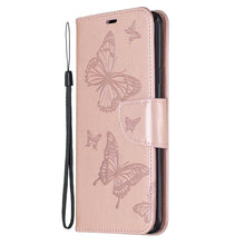 Load image into Gallery viewer, Two Butterflies Embossing Pattern Horizontal Flip Leather Case with Holder &amp; Card Slot &amp; Wallet &amp; Lanyard