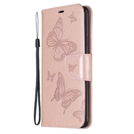 Two Butterflies Embossing Pattern Horizontal Flip Leather Case with Holder & Card Slot & Wallet & Lanyard