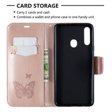 Load image into Gallery viewer, Two Butterflies Embossing Pattern Horizontal Flip Leather Case with Holder &amp; Card Slot &amp; Wallet &amp; Lanyard