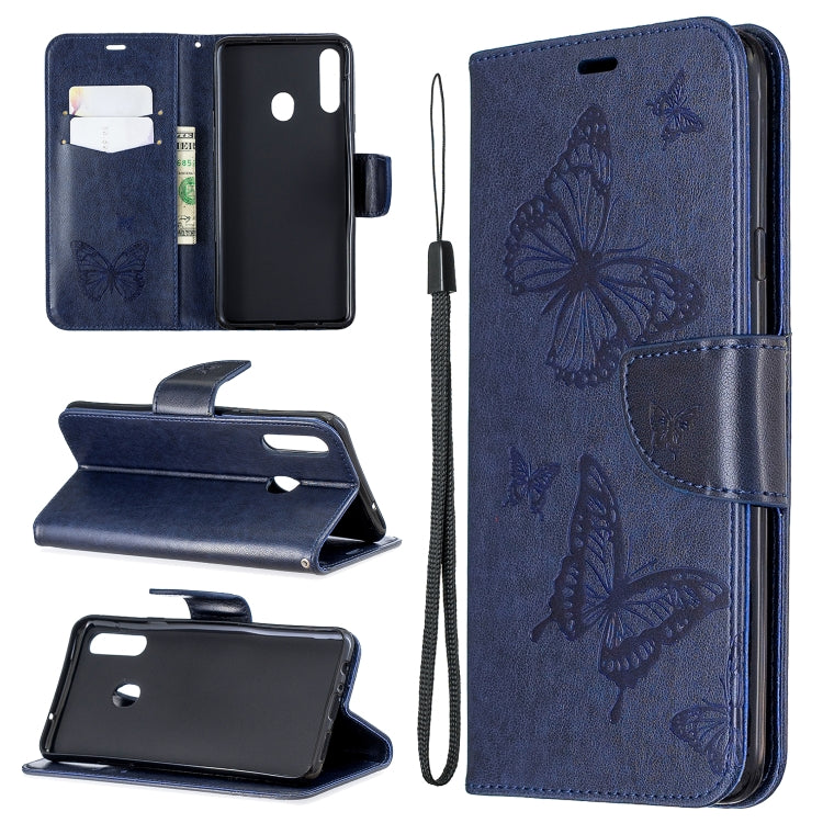 Two Butterflies Embossing Pattern Horizontal Flip Leather Case with Holder & Card Slot & Wallet & Lanyard