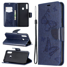 Load image into Gallery viewer, Two Butterflies Embossing Pattern Horizontal Flip Leather Case with Holder &amp; Card Slot &amp; Wallet &amp; Lanyard