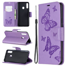 Load image into Gallery viewer, Two Butterflies Embossing Pattern Horizontal Flip Leather Case with Holder &amp; Card Slot &amp; Wallet &amp; Lanyard